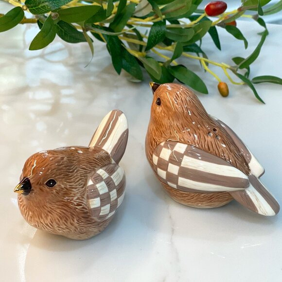 🐦 MacKenzie-Childs Songbird Salt & Pepper Set – Gilded Garden 🪻 - Picture 4 of 16